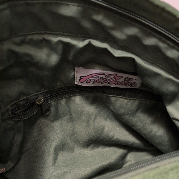 Far Nine Elegant Green Embroidered Tote Bag New - Picture 5 of 6